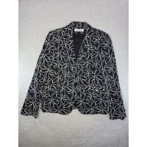 Bernard Zins Saks Fifth Avenue Blazer Navy Floral French Embroidered Jacket M
